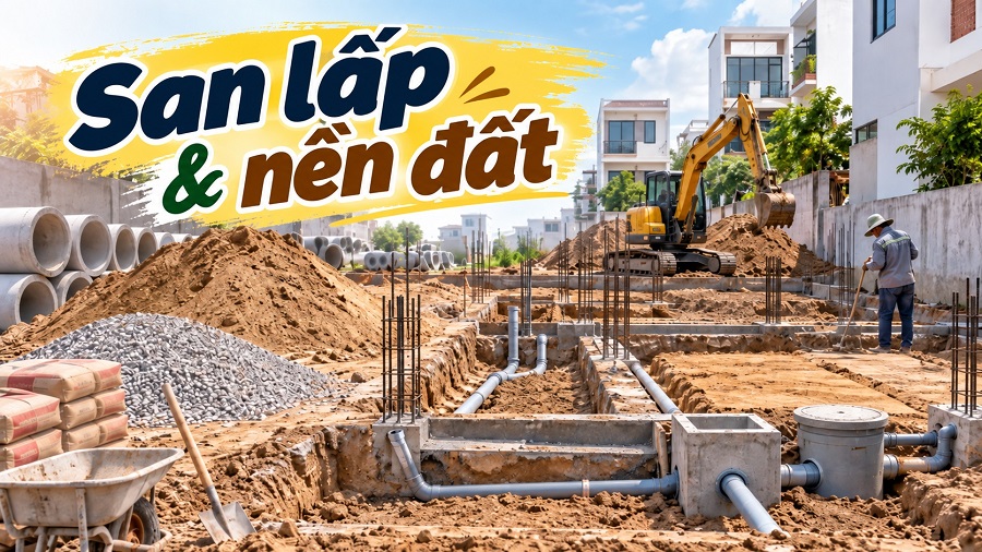 Hình công trình Vật tư san lấp và xử lý nền đất nhà phố
